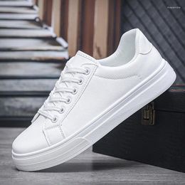 Casual Shoes Men's Vulcanized Spring Classic Solid Color PU Leather White Sports Comfortable