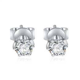 Solitaire Stud Round Natural Diamond Earrings For Women 14Kt Yellow Rose White Gold Fine Jewellery VVS Moissanite Earring