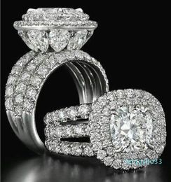 Wieck Stunning Luxury Jewellery Couple Rings 925 Sterling Silver Pear Cut Emerald Multi Gemstones Wedding Bridal Ring Set3644980