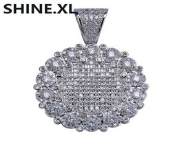 Hip hop Round Cluster Medallion Gold Pendant Necklace Chain Charm Silver Color Bling Cubic Zircon Men Women For Gift4789834