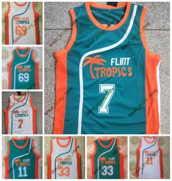 New Ship From US Jackie Moon 33 CoffeeBlack 7 Basketball Jersey Flint Tropics Semi Pro Movie Men All Stitched S-3XL High Quality aaa