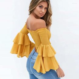 Women's Polos Women Spcircle Autumn Solid Color Strapless Long Sleeve Slim Jumpsuit (Yellow) N-81623 # Amazon European And