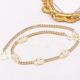 20Style Luxus Designer Buchstabe Anhänger Halsketten Frauen plattierte Kristallperle Strass türkis Halskette Kette Jewerlry Accessoires 243y