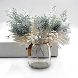 Decorative Flowers Mini Artificial Pine Needle Flower DIY Gifts Box Plants Christmas Tree Ornaments Year Decoration