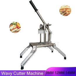 New Style Manual Potato Chip Crinkle Cutter Machine Vegetable Slicer Wave Knife Wavy French Fries Cutter For Restaurant Use