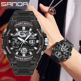 Wristwatches Sanda Alarm Military Waterproof Outdoor Sports Man Clock Quartz Male Wrist Watch Wristwatch For Men Watches Reloj Hombre 3311