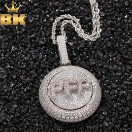 TBTK Personalized Bubble Initial Letter Rotatable Pendant Necklace Full Cubic Zirconia Custom Spinning Pendant Hiphop Jewelry 240119CJ