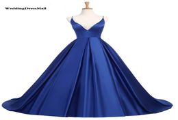 2021 Simple Royal Blue Prom Dresses Satin Spaghetti Burgundy Evening Gowns Cross Back Sexy formal party Dress vestido de fiesta5054852