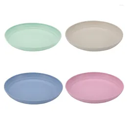 Plates 4Pcs Eco-Friendly Biodegradable Unbreakable Dinner Set Wheat Straw Plastic For Picnic Dishes Restaurant Saucer