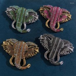 Brooches Vintage Women Men Exquisite Luxury Crystal Elephant Pins Badges Fashion Design Delicate Animal Shiny Boutique Gift