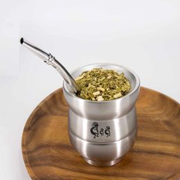 Mugs Yerba Mate Gourds Stainless Steel Calabash Cups Kits Double Wall Heat Insulation Mug With Straw And Cleaning Brush