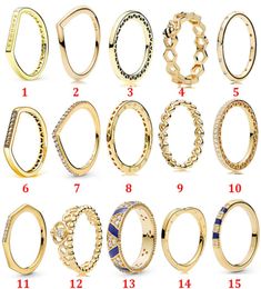 Designer Jewellery 925 Silver Wedding Ring Bead fit Gold Shine Wishing Hearts Ring Love Cubic Zirconia Diamonds European Style Rings Birthday Ladies Gift8344977
