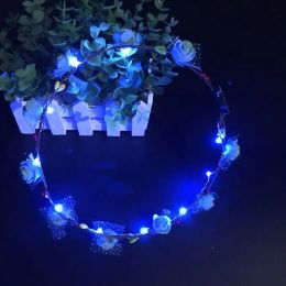 Flashing LED toys strings Glow Flower Crown Headbands Light Party Rave Floral Hair Garland Luminous Wreath Wedding Flower Girl kid 11 LL
