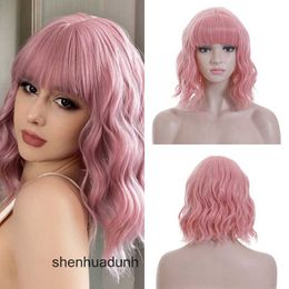 Loose Deep Wave Lace Human Hair Wigs Hot selling short curled wavy bangs for womens wigs fashionable synthetic fiber wig