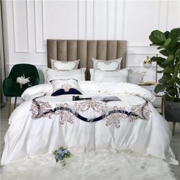 Bedding Sets White Green Pink Luxury European Royal Embroidery 100S Egyptian Cotton Set Duvet Cover Bed Sheet/Linen Pillowcases