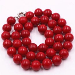 Dichiarazione di moda delle catene Donne donne artificiali pietra rossa corallo da 10 mm per perle della catena della catena del choker clavicola 18 pollici Y30