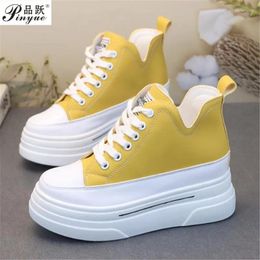 Casual Shoes Women's High Top Sneakers Winter All-match Platform Sports Autumn Lace-up Comfortable Chunky Leather
