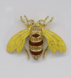 Whole Brooch Rhinestone Enamel Honey Bee Fashion Pin brooches Jewellery gift C1017095458688