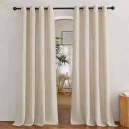 Curtain 1PC Linen Textured Semi Sheer Curtains Gauze For Bedroom Soft Light Filtering Drapes Farmhouse Style Home Decor
