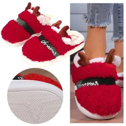 Party Favour Christmas Cute Bedroom Slides Non-Slip Thermal Plush Footwear Soft Fluffy Cartoon Slippers House For Men Women