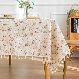 Table Cloth Cotton With Tassel Rectangular Printing Flower Kitchen Map Towel Tablecloth Wedding Decor Coffee Cover