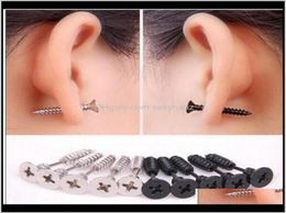 Stud Jewelry 5 Color 30PcsLot Single Fashion Unisex Fine Ear Cuff Stainless Steel Whole Screw Stud Earrings Body Piercing Htrn8141139