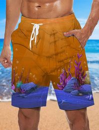 Men's Shorts Board Swim Trunks Summer Beach Drawstring Graphic Ocean Breathable Quick Dry Short