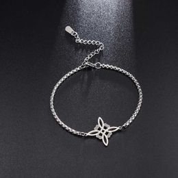 Bangle Witchcraft Witch Knot Bracelet Stainless Steel Geometric Cutout Flower Box Chain Cuff Bracelet Women Amulet Jewelry 240319 24604