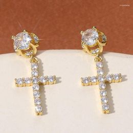 Dangle Earrings Luxury Fashion Unique Exaggerated Accessories Personalized Shiny Zircon Men Cross Temperament Jewelry Pendants