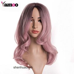 Loose Deep Wave Lace Human Hair Wigs Full wig pink front lace headband with gradient gray long curly hair coscoscosplay