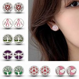 Stud 12MM Perfume Diffuser Locket Stud Earrings with Strong Post Stainless Steel Aromatherapy Essential Oil Pendants Jewellery S246041{category}