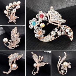 Brooches Vintage Rhinestone Imitation Pearl Brooch Pin Corsage For Women Cardigan Scarf Sweater Shirt Collar Clothing Jewellery Accessories