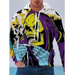 Ghost pattern men s 3D printed hoodie visual impact party top punk goth round neck high quality American sweater hoodie8292897