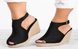 Sandali con zeppa per donna Platform Espadrillas con cinturino Sandalo con cinturino Open Toe Pantofole da spiaggia estive casual Scarpe 41 42 438331616