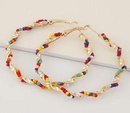 Bohemia studs Beads Colourful Womens Hoop Statement Earrings Fashion Jewellery Big Round Earring 50mm4874337