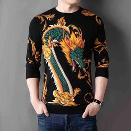 Men's Sweaters Green Dragon 3D printed knitted sweater designer mens casual spring high-quality skin friendly elastic suede leather Para Hombre Q240603