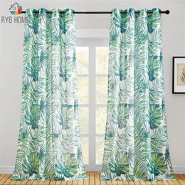 Curtain RYB HOME 1PC Leaves Sheer Curtains For Living Room Kids Bedroom Decor Tulle Spring Pastoral Style Custom Made