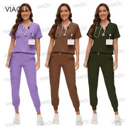 Hospital Uniform Matte Set Doctor and Nurse Female Set Dental Clinic Beauty Salon Pet Shop Workwear Accessories 240520