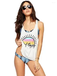 White Letter Printed Sun Vest T-shirt Swimwear Beach Dress Bikini Cover Up Robe Outfits Lounge Wear Bathrobe Q354