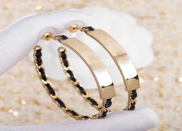 2021 New Brand Fashion Jewellery For Women Black Leather Design Party Light Gold Earrings C Name Stamp Luxury Top Quality8370178