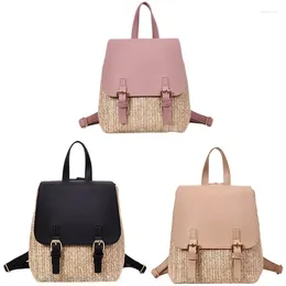 School Bags -Fashion Straw Woven Backpack Women Back Pack Summer Teenage Girl Quality Backpacks Travel Girls Books Rucksack