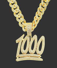Pendant Necklaces Men Hip Hop Jewelry Number 1000 Necklace With 13mm Miami Cuban Chain Iced Out Bling Hiphop Jewlery Neckless Male3528464