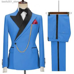 Men's Suits Blazers Customised black Groom tailcoat Peaked lapel double breasted mens dance party accessories not included Q240603