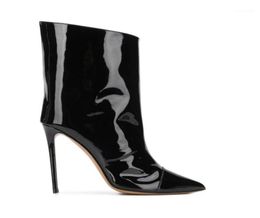 Boots SHOFOO ShoesBeautiful Fashion Patent Leather About 12 Cm High Heel Women039s Bootsmid Calf Boots7922202