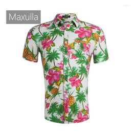 Men's Casual Shirts Summer Short Sleeved Shirt Outdoor Pure Cotton Breathable Printed Tops Fashion Slim Hawaiian Clothing