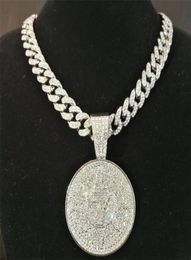 Pendant Necklaces Hip Hop Crystal Lucky Number 7 Pendant With Big Miami Cuban Chain Choker Necklace For Men Women Iced Out Coin Je3621922