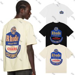 American trendy brand Rhude T shirt Men Couple style Vintage Letter logo print pattern t shirt cotton casual Loose Oversized Hip Hop Short Sleeve Tee Top US Size S-XL