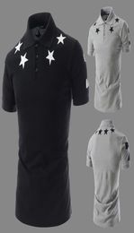 Polo Shirt Men Star Print Cotton Shorts Polo Summer Casual Polo Homme Tshirts Mens Polos Shirts Poloshirt3622045