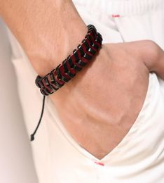 Fashion Herren Charme Ledermanschette Armband handgefertigt geflochten