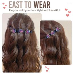 Party Supplies Braided Hair Clips For Women Sparkling Crystal Stones Bands 5-Petal Flower Hairpin Duckbill Clip With Rhinestones